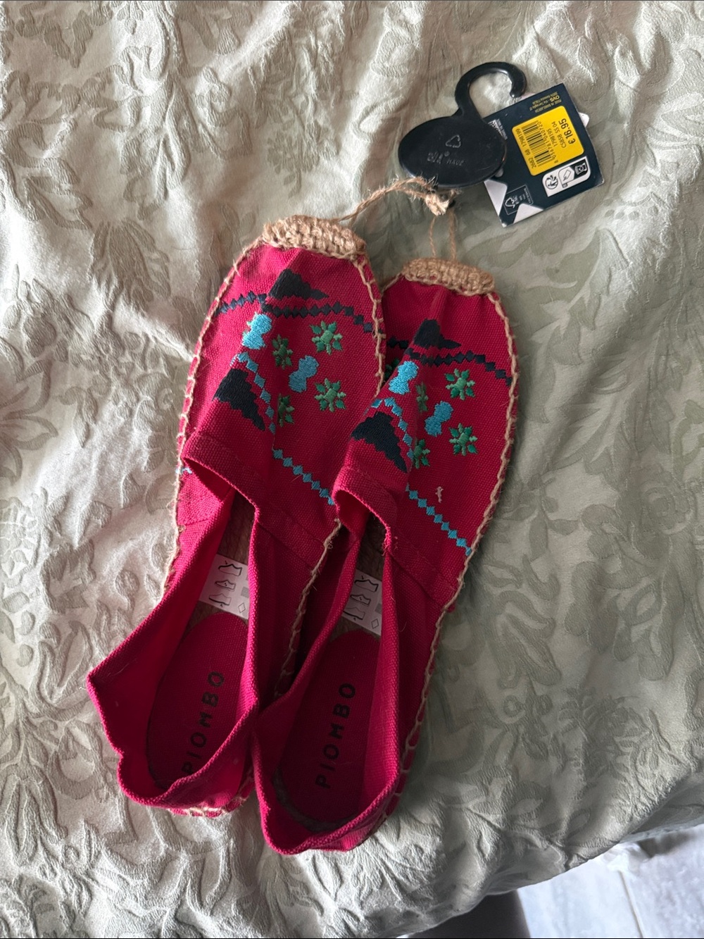 Piombo Hot Pink Embroidered Espadrille Flats